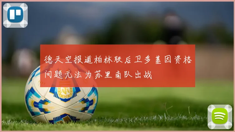 德天空报道柏林联后卫多基因资格问题无法为苏里南队出战